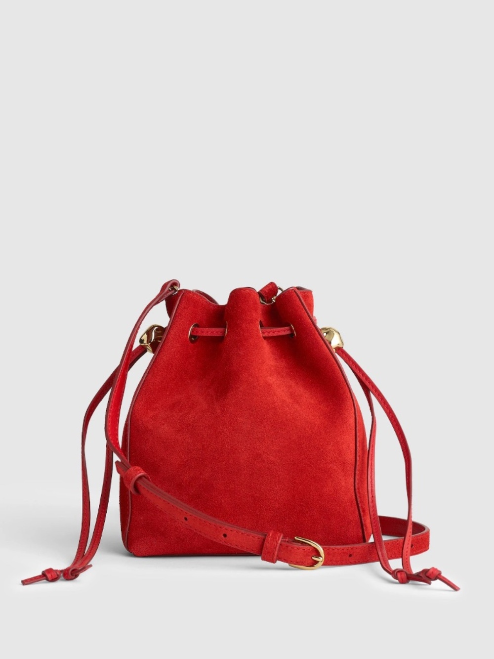 NWT Madewell The Mini Drawstring Crossbody Bucket Bag in Red